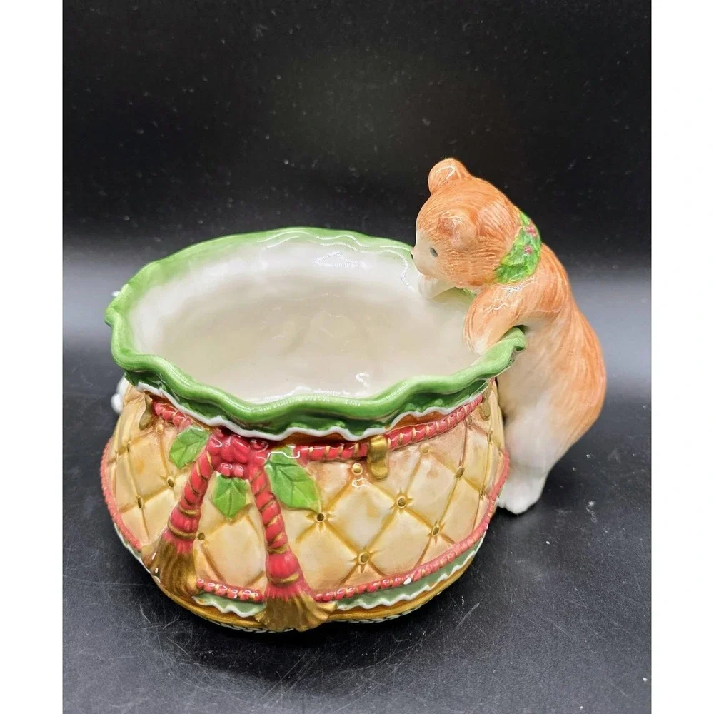 2003 Fitz & Floyd Christmas Sandy Tidbit Dish Candy Bowl Bear‎ Rabbit 9